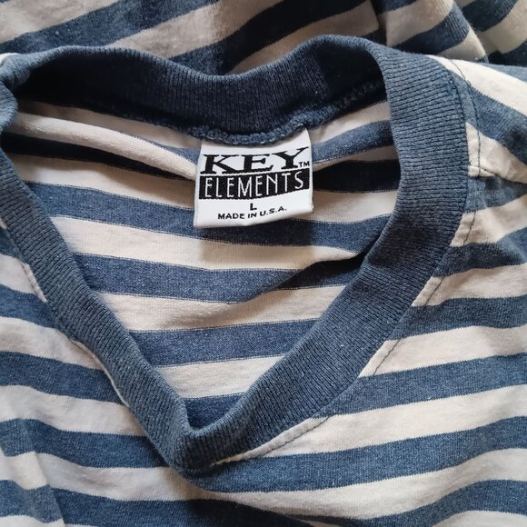 Vintage Men's T-shirt Large Single Stitch 90's Grunge Striped Ringer USA Cobain - Picture 7 of 8